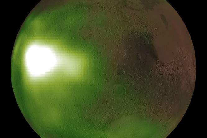 Mars slaapt met het uv-licht aan